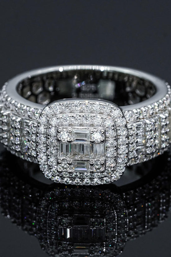 Hip Hop Jewelry Gold Plated 925 Silver Luxury Men's Ring baguette Moissanite Diamond Iced Out Rings