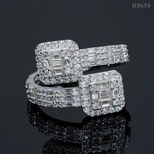 Hot Sale Designs baguette Moissanite Men's Ring Gold Plated 925 Sterling Silver Pass Diamond Tester D Moissanite Iced Out Rings