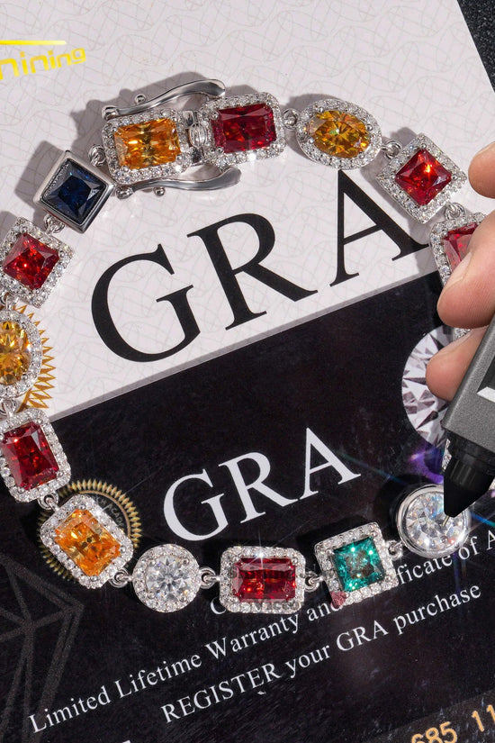 2024 New Design Street Fashion Hip Hop Urban Jewelry Multi Color Gemstone Enamel Tennis Bracelet Iced Out Moissanite Bracelet