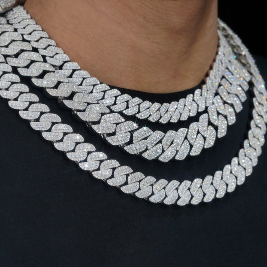 Hot Sale Rise up Moissanite Chain Pass Diamond Tester Diamonds 925 Sterling Silver Gold Plated Cuban Link Chain