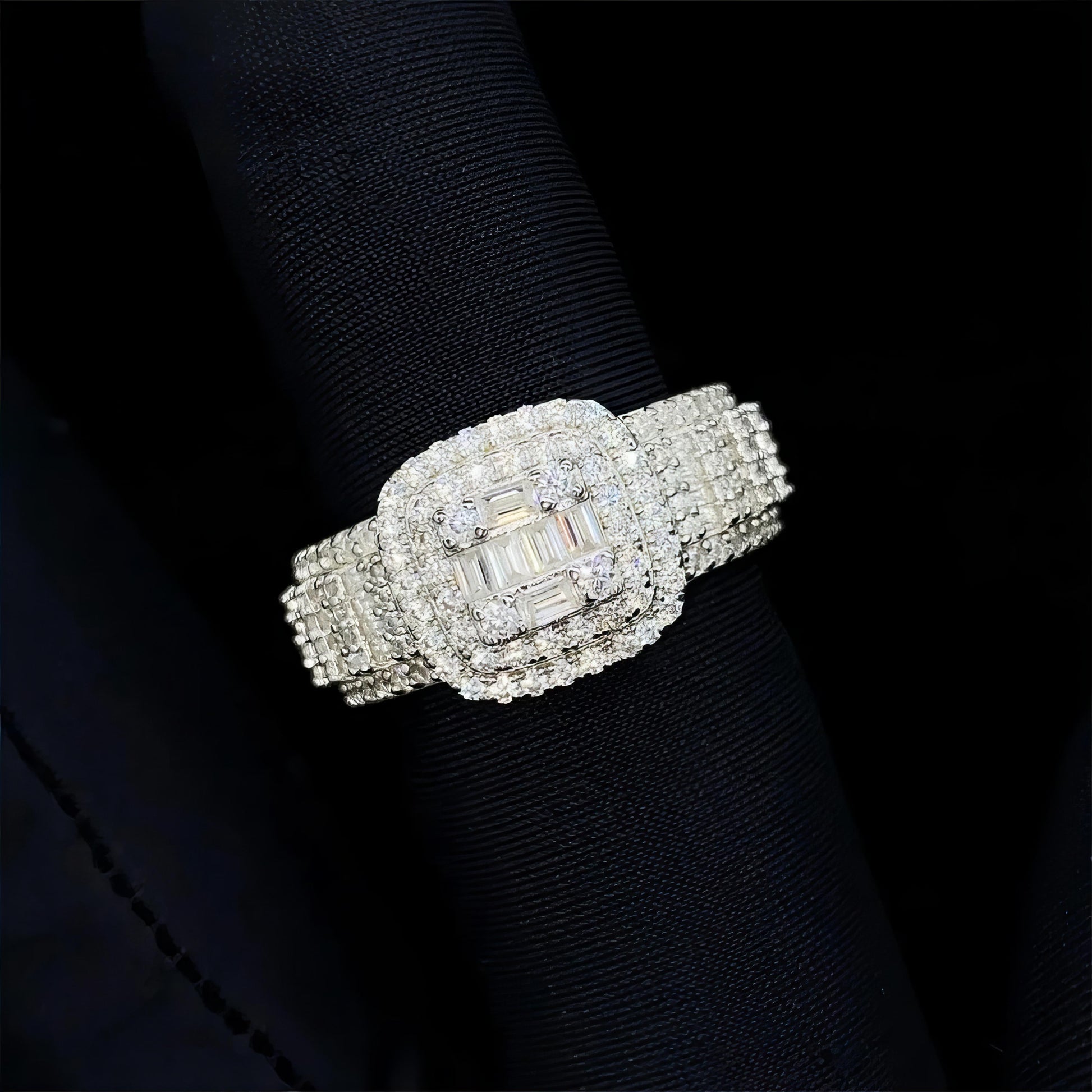Hip Hop Fashion Ring Silver 925 Vvs Moissanite Iced Out Lab Diamond Jewelry Ring