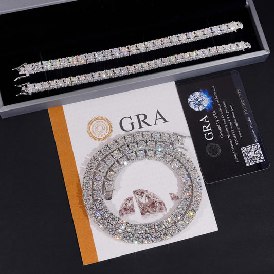 Hip Hop Luxury Classic Necklace 925 Silver 5mm 6.5mm Iced Out D Color VVS Moissanite Tennis Chain