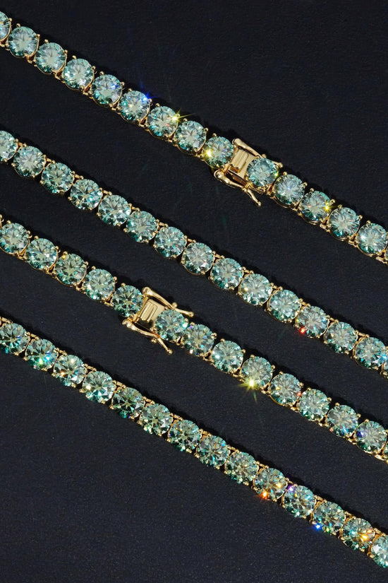 Fine Jewelry VVS Moissanite Tennis Necklace Gold Plated 925 Silver 2MM to 5MM Iced Out Blue Green Color Moissanie Tennis Chain