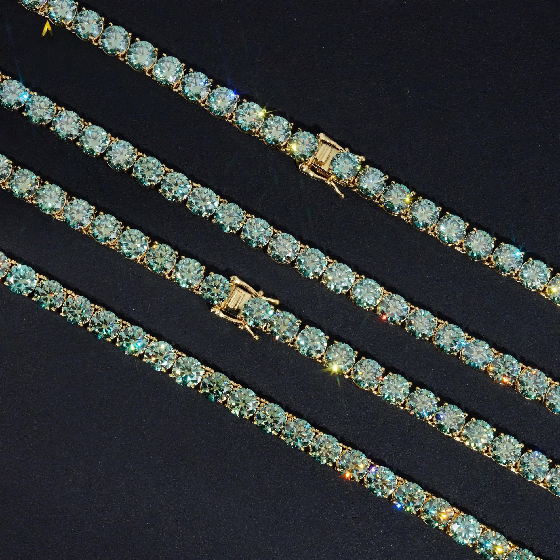 Fine Jewelry VVS Moissanite Tennis Necklace Gold Plated 925 Silver 2MM to 5MM Iced Out Blue Green Color Moissanie Tennis Chain