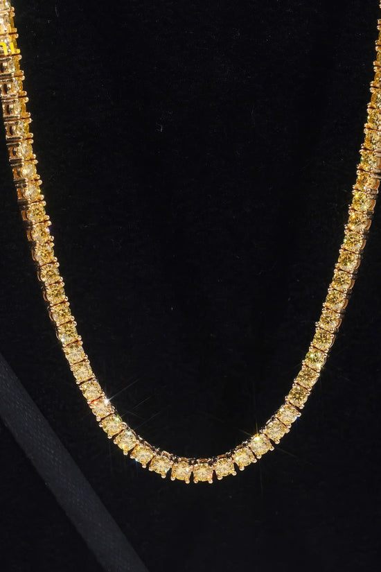 Worldwide Shipping Factory Wholesale S925 Gold Plated Hip Hop Jewelry 3mm 4mm Necklace Yellow Color Moissanite Tennis Chain