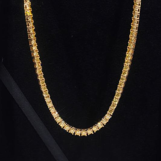 Worldwide Shipping Factory Wholesale S925 Gold Plated Hip Hop Jewelry 3mm 4mm Necklace Yellow Color Moissanite Tennis Chain