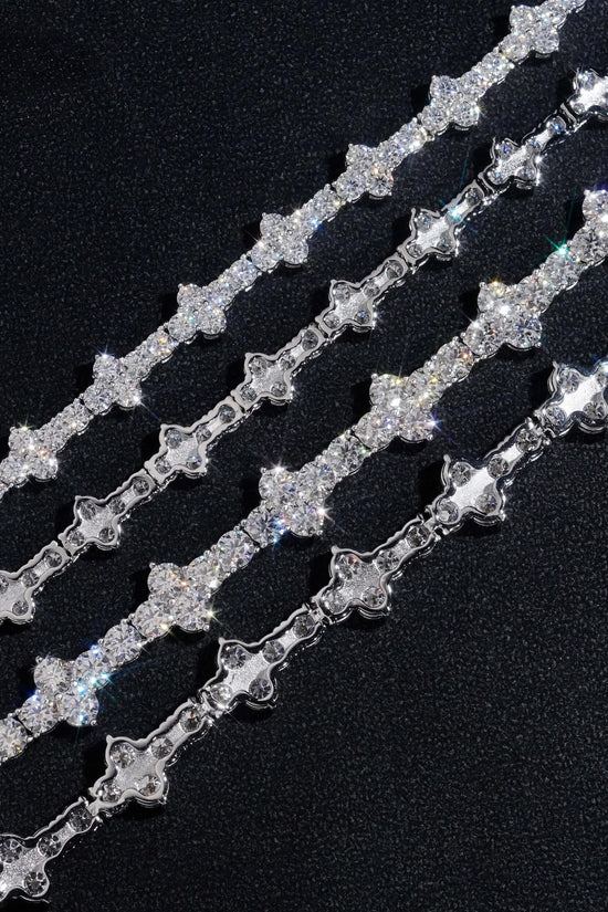 New Arrivals Tiny Cross Chian 925 Sterling Silver Bracelet Pass Diamond Tester GRA Certified VVS Moissanite Tennis Necklace