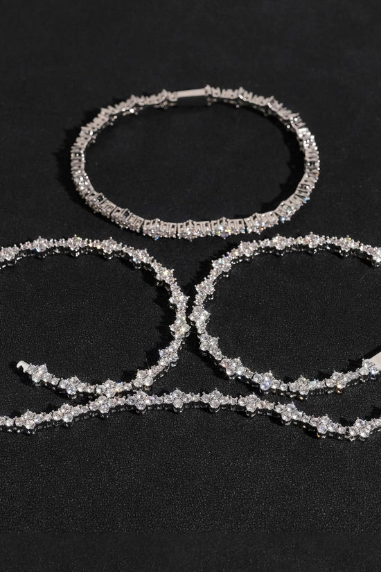 New Arrivals High Quality Fashion Iced Out Cross 3MM Flower 925 Silver Necklace Moissanite Tennis Chain