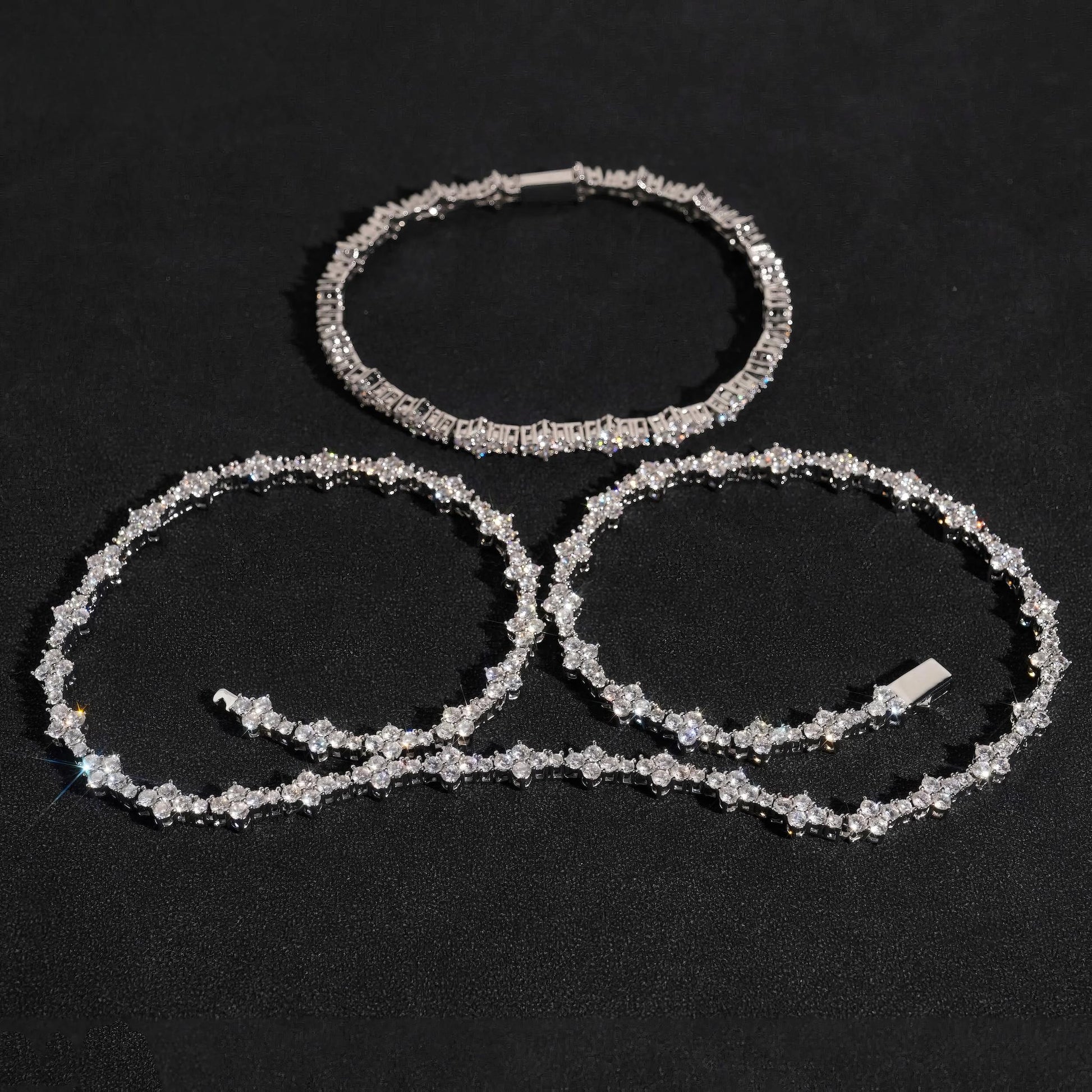 New Arrivals High Quality Fashion Iced Out Cross 3MM Flower 925 Silver Necklace Moissanite Tennis Chain