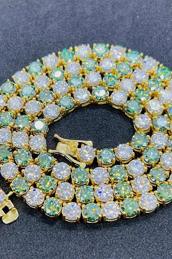 Green Moissanite Chain Hip Hop Jewelry High Quality 925 Sterling Silver Gold Plated Lab Diamond Moissanite Tennis Chain