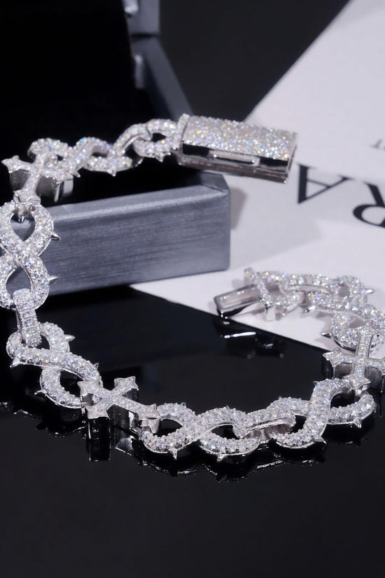 Factory 15MM Width Hip Hop Jewelry Real Silver 925 Gold Plated VVS Lab Diamond Moissanite Infinity Cuban Link Chain Bracelet