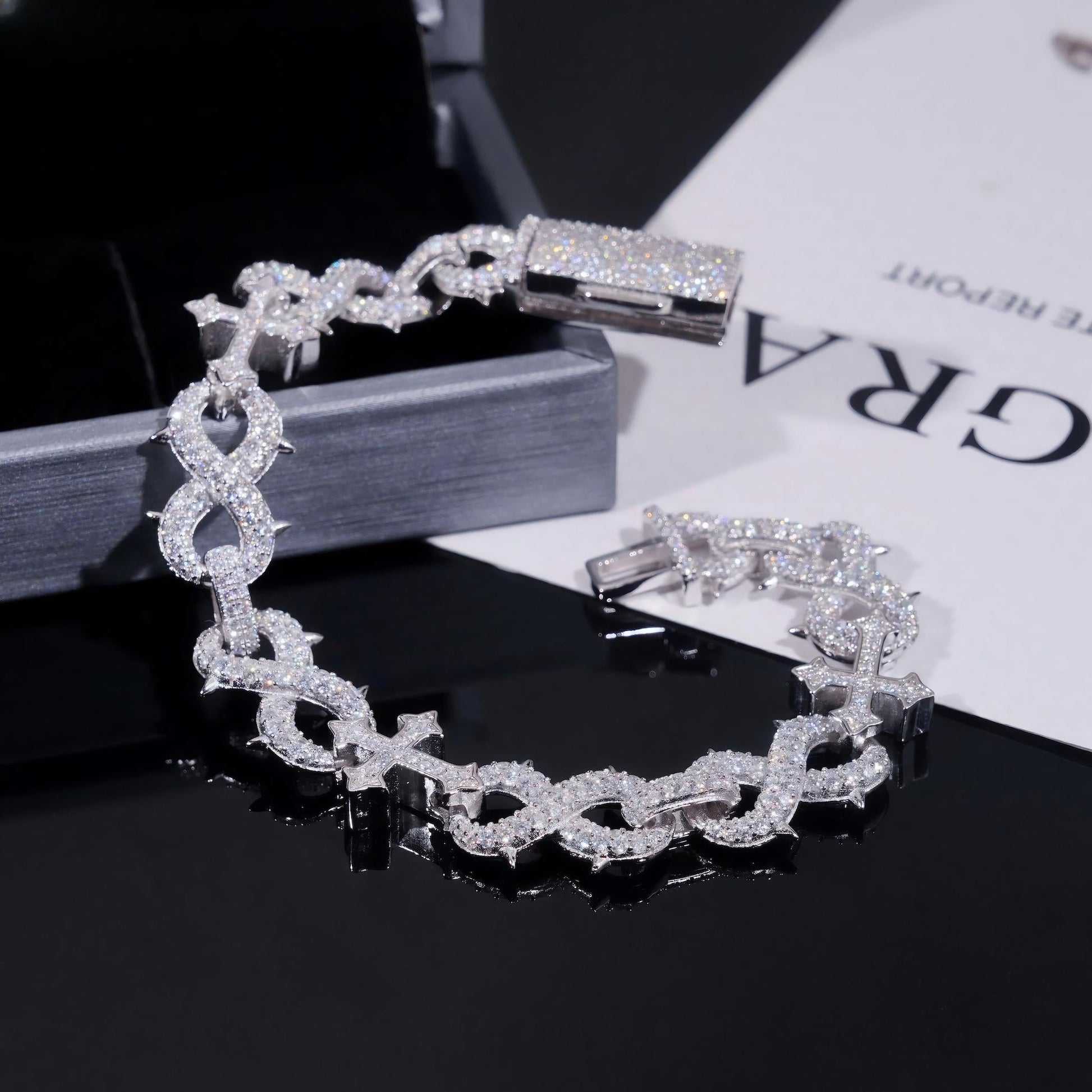 Factory 15MM Width Hip Hop Jewelry Real Silver 925 Gold Plated VVS Lab Diamond Moissanite Infinity Cuban Link Chain Bracelet