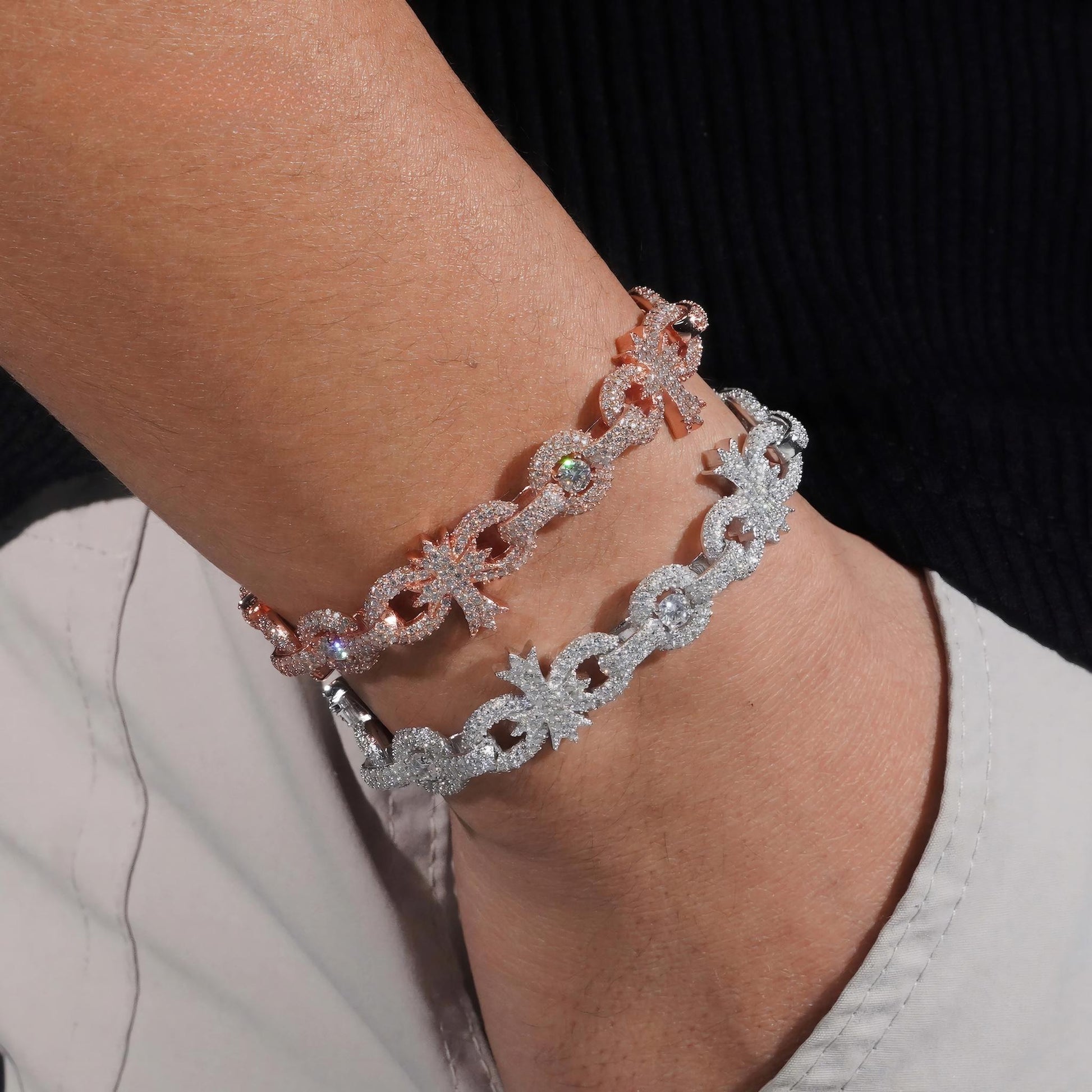 Pass Diamond Tester 925 Sterling Silver Hip Hop Iced Out Cross Infinity Cuban Link Moissanite Diamond Bracelet