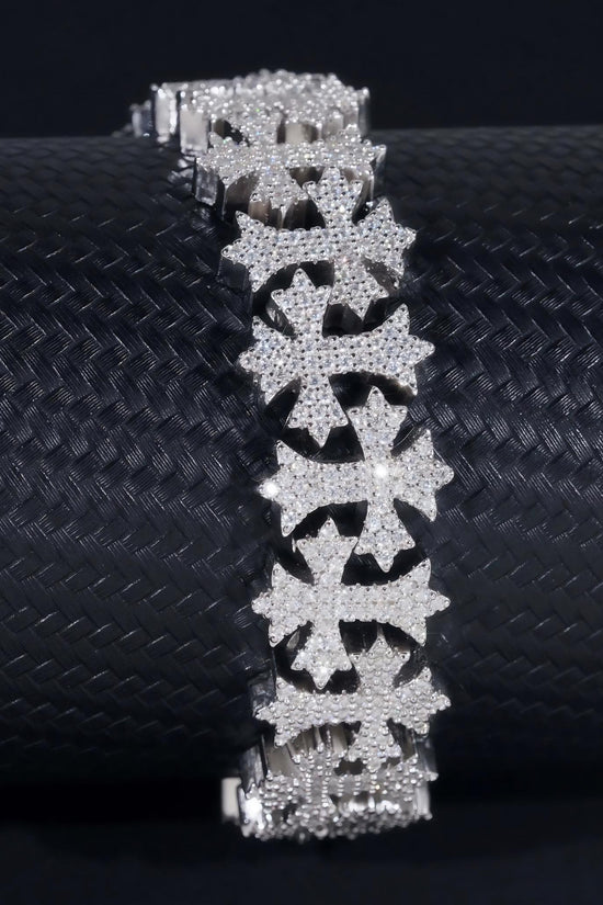 Luxury Big Cross Moissanite Cuban Link Chain Sterling Silver 925 Moissanite Cross Men's Bracelets Iced Out Hip Hop Jewelry