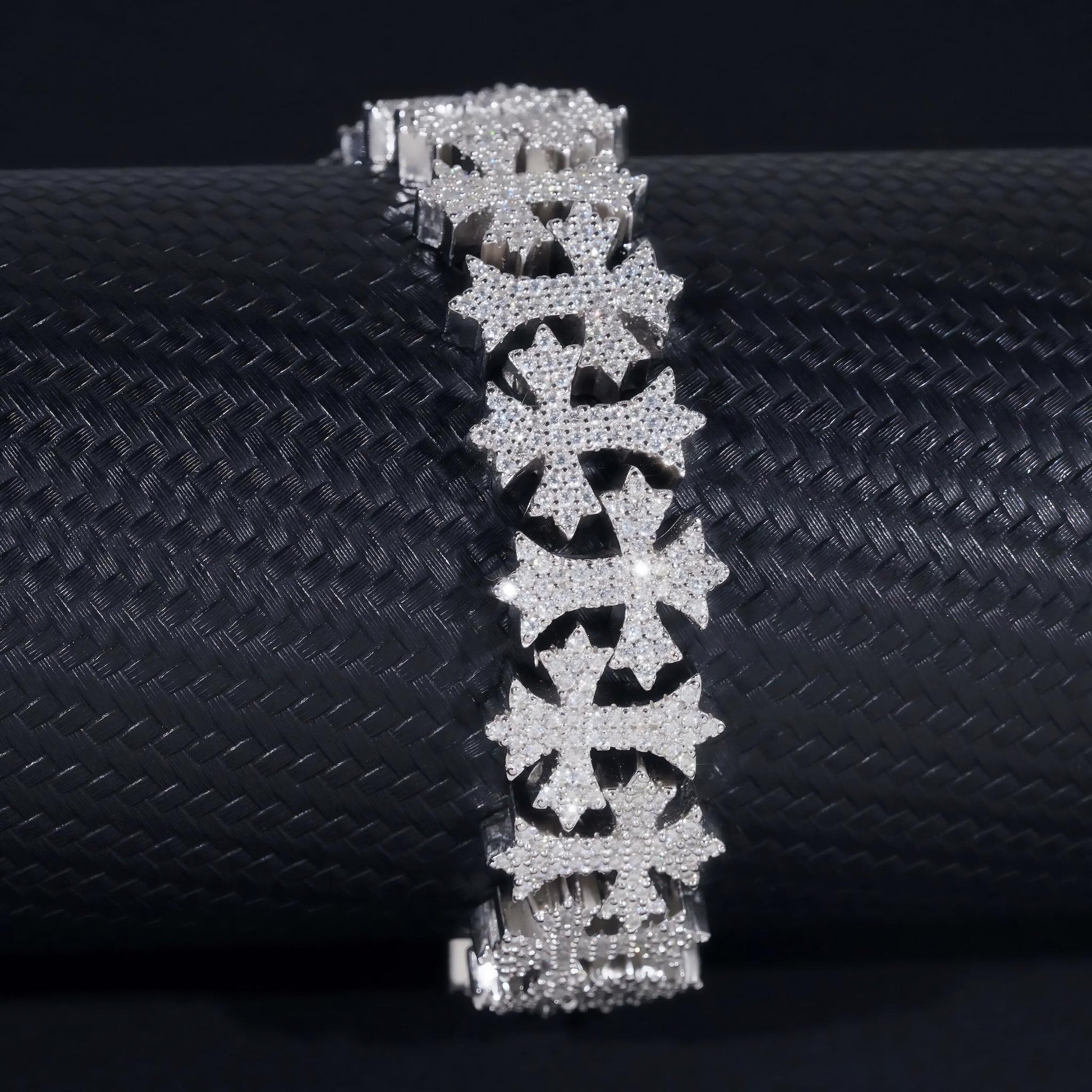 Luxury Big Cross Moissanite Cuban Link Chain Sterling Silver 925 Moissanite Cross Men's Bracelets Iced Out Hip Hop Jewelry