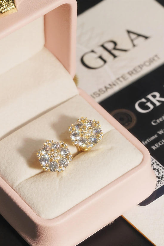 Luxury High Quality Hot Sale Flower Design Bling Jewelry 925 Sterling Silver Hip Hop Iced Out Moissanite Stud Earring Earrings