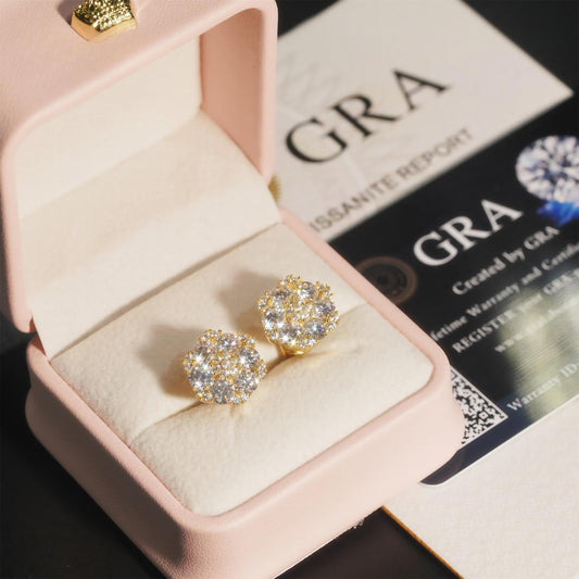 Luxury High Quality Hot Sale Flower Design Bling Jewelry 925 Sterling Silver Hip Hop Iced Out Moissanite Stud Earring Earrings