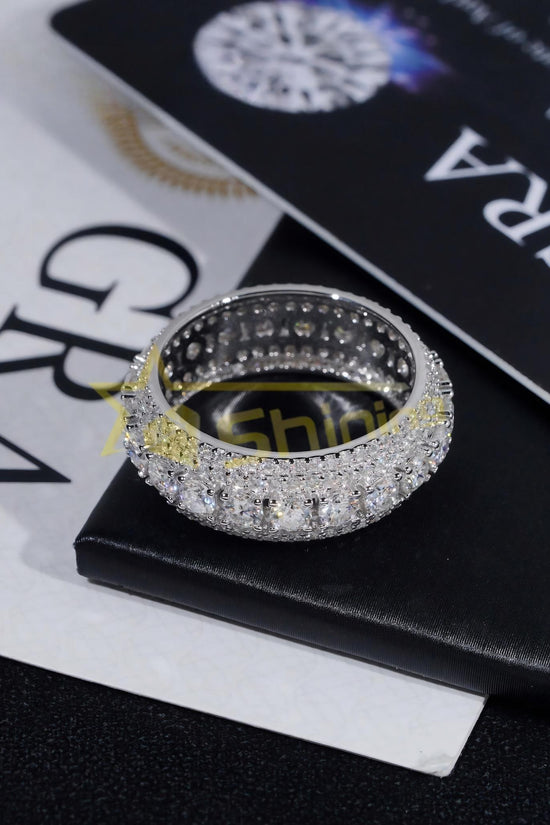 Hot Selling Custom S925 Sterling Silver Iced Moonlight Eternity Ring Luxury Inlay Moissanite Diamond Classic Design