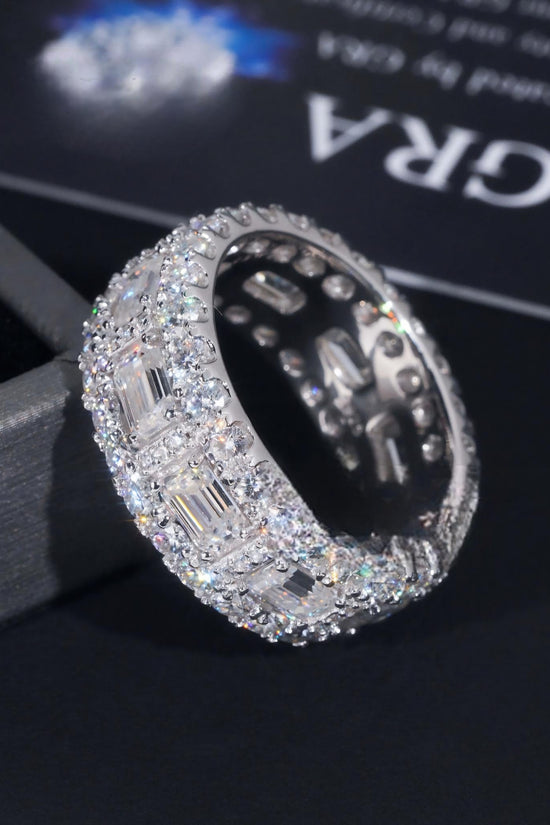 Luxury Emerald Cut Moissanite Iced Out Men's Ring 925 Silver Gold Plated Hip Hop Fine Jewelry Men Ring
