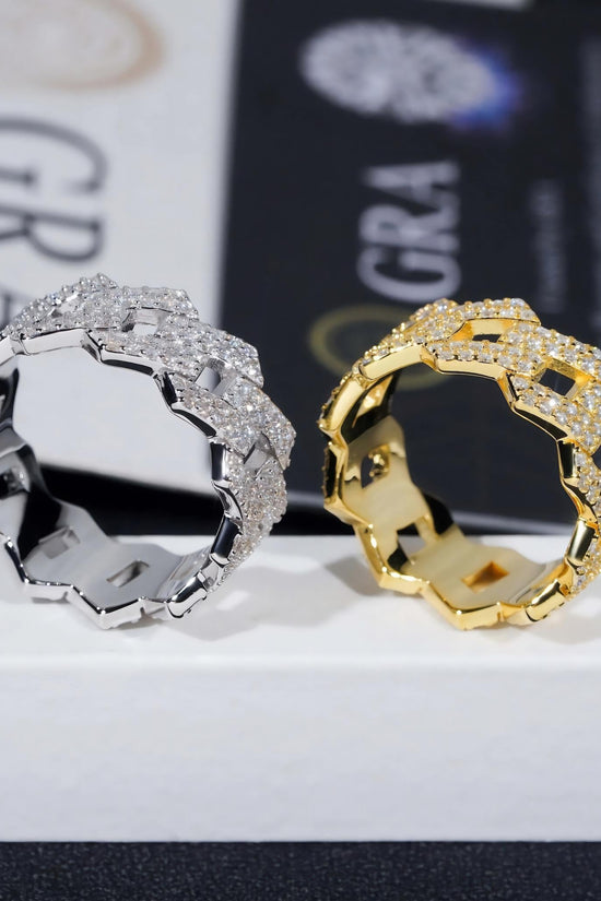 Hot Sale Fashion Two Row Cuban Rings Iced Out High Quality VVS Diamond Hip Hop Men Moissanite Ring