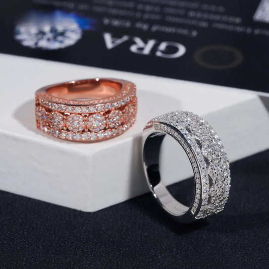 GRA Certificate 925 Sterling Silver Gold Plated Hip Hop Jewelry New Style VVS Diamond Moissanite Hip Hop Ring