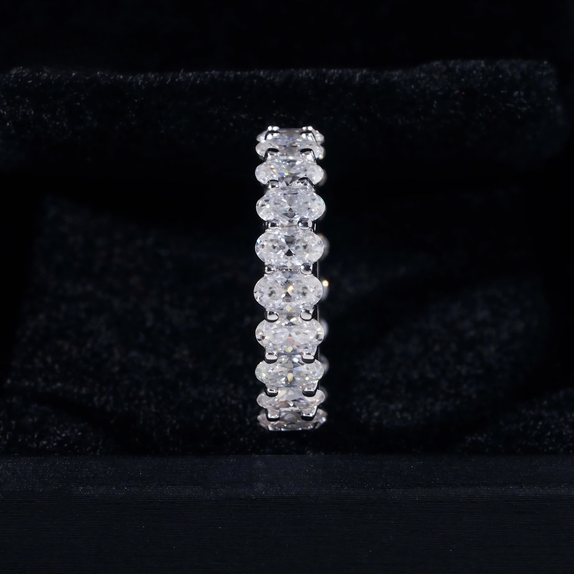 Oval Moissanite Rings Silver Plated White Gold Moissanite Engagement Rings DEF VVS 3*5 Oval Wedding Band