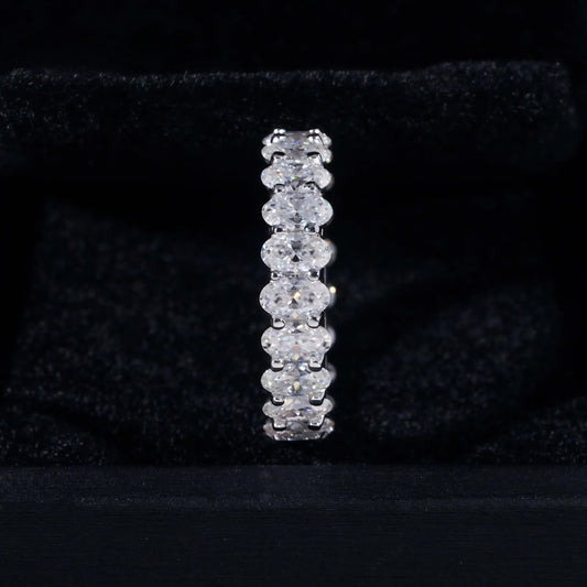Oval Moissanite Rings Silver Plated White Gold Moissanite Engagement Rings DEF VVS 3*5 Oval Wedding Band