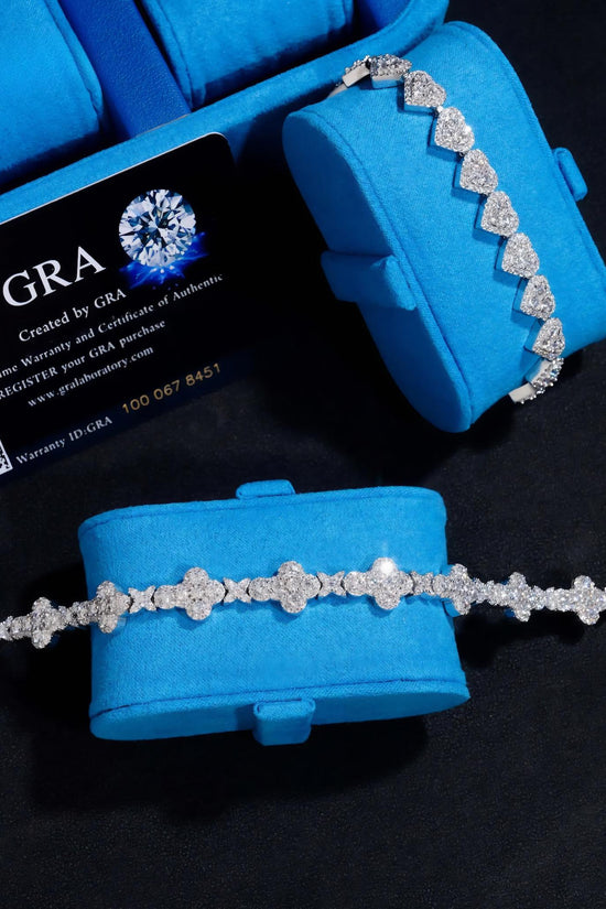 Fast Delivery 925 Sterling Silver Pass Diamond Tester GRA Certified VVS Moissanite Heart Cluster Tennis Bracelets