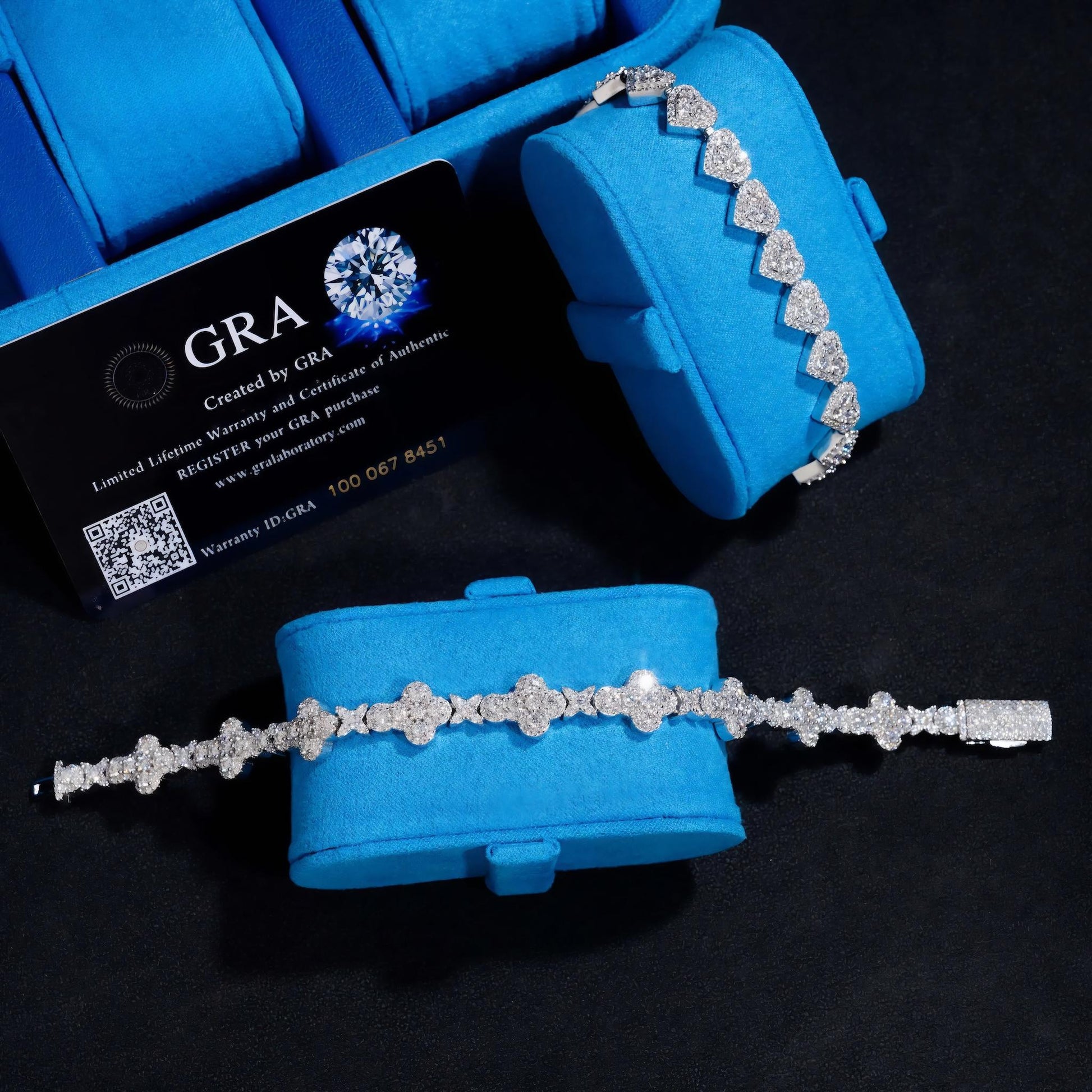 Fast Delivery 925 Sterling Silver Pass Diamond Tester GRA Certified VVS Moissanite Heart Cluster Tennis Bracelets