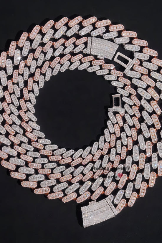 Hot Sell Men Necklace Sterling Silver 10MM 13MM Three Rows Rose Gold Cuban Link Chain Iced Out VVS Moissanite Diamond Necklace