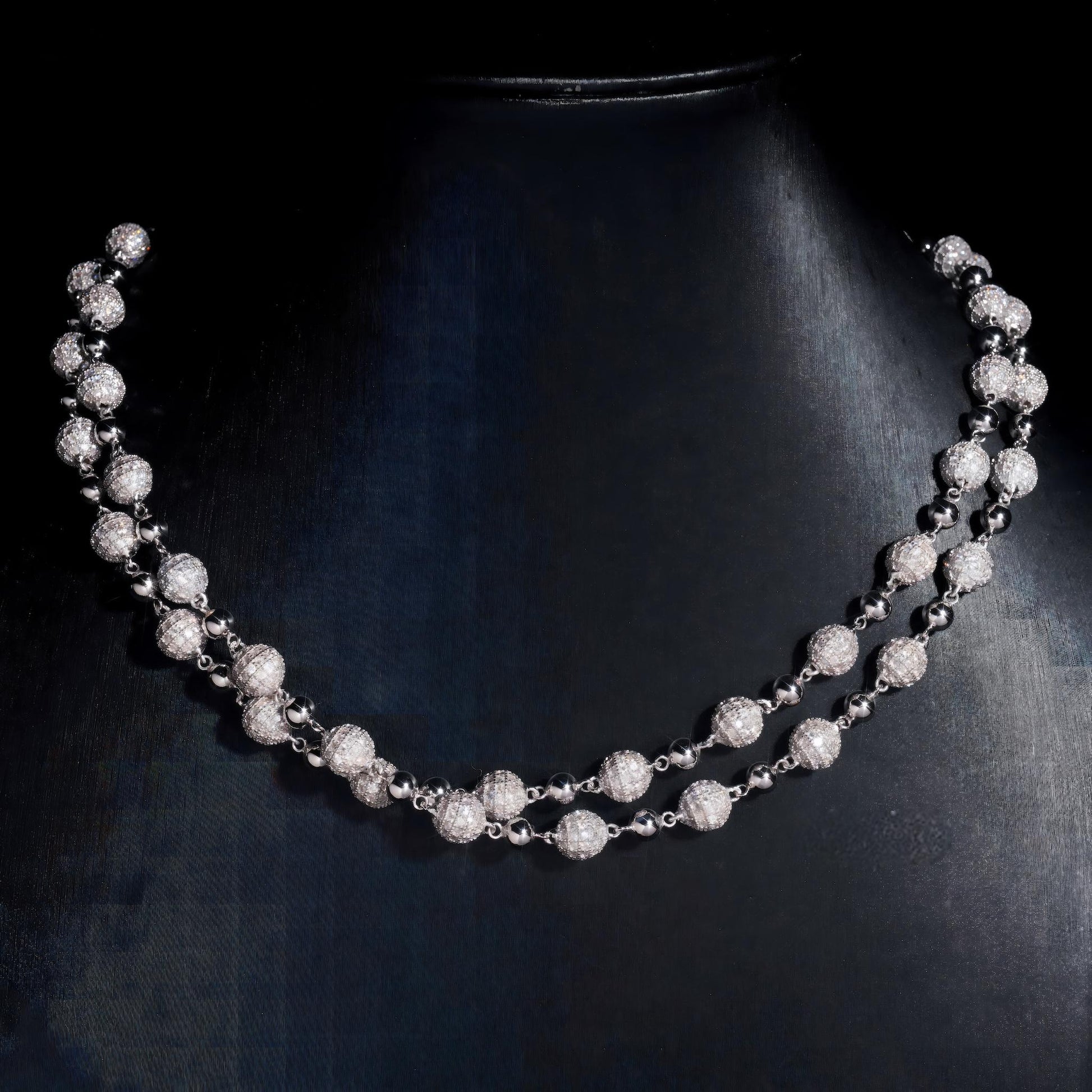 Fine Jewelry Popular 8mm 925 Sterling Silver Moissanite Ball Bead Chain Cuban Necklace Custom Hip Hop Link Chain