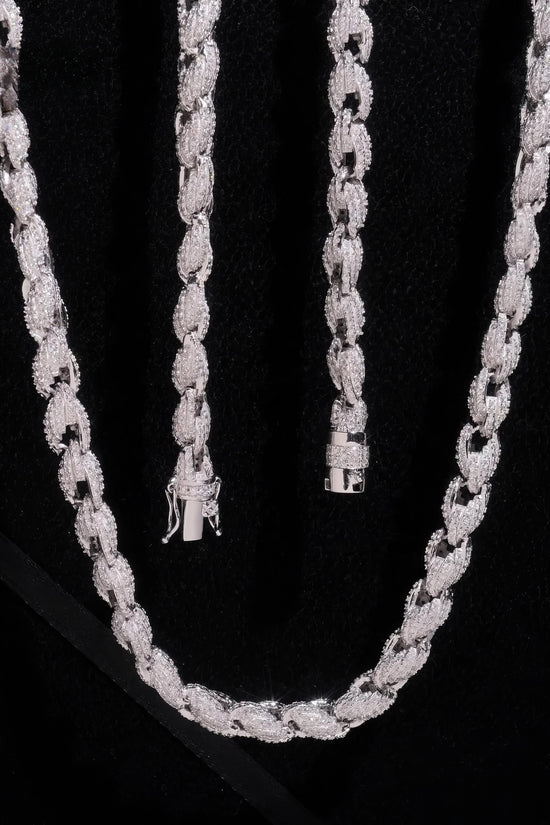 Pass Diamond Tester Hip Hop 7.5mm 925 Silver Fully Iced Out Twist Moissanite Diamond Rope Chain