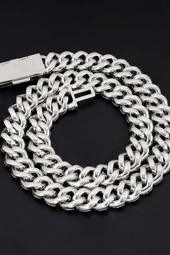 Hip Hop Fine Jewelry Factory Direct Sell 15MM Iced Out 925 Sterling Silver White Gold Plated Moissanite Cuban Link Chain Men