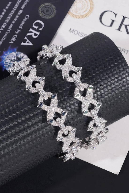 New Arrivals Hip Hop Pass Diamond Tester 925 Silver Green Blue Pear 12mm Infinity Mens Moissanite VVS Bracelet