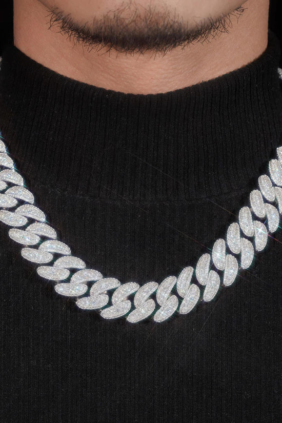 Hip Hop Jewelry Mens Luxury Heavy Iced Out Maimi 18mm 925 Silver VVS Moissanite Cuban Link Chain