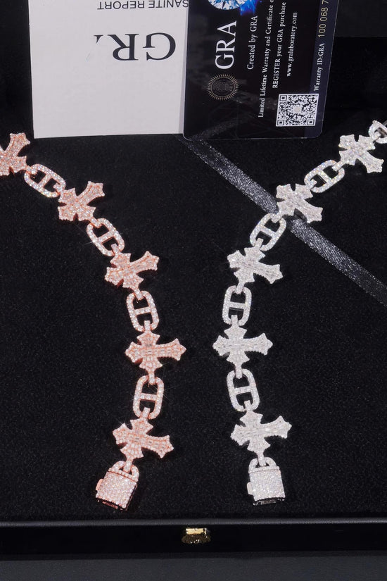 Fashion Hip Hop Style New Design 925 Sterling Silver Iced Out Cross Infinity Moissanite Men Bracelet