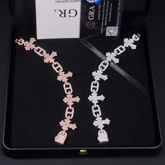 Fashion Hip Hop Style New Design 925 Sterling Silver Iced Out Cross Infinity Moissanite Men Bracelet