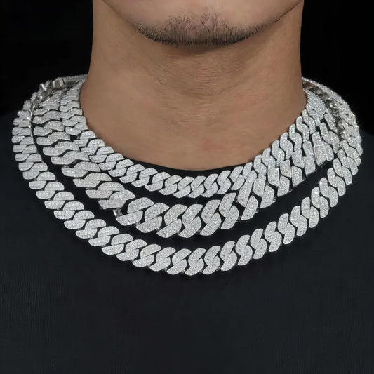 Hot Sale Rise up Moissanite Chain Pass Diamond Tester Diamonds 925 Sterling Silver Gold Plated Cuban Link Chain
