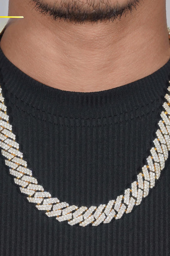 Cuban Chain Gold Plated Sterling Silver 925 Pass Diamond Tester Moissanite Hip Hop Men Jewelry Iced Out 15mm Cuban Link Chain