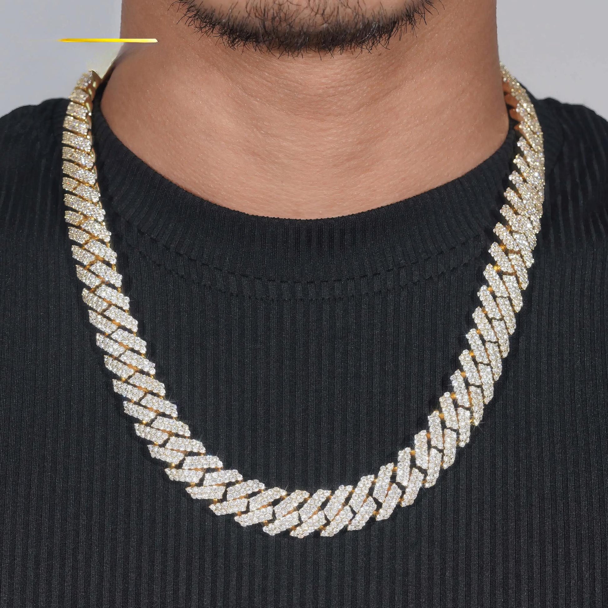 Cuban Chain Gold Plated Sterling Silver 925 Pass Diamond Tester Moissanite Hip Hop Men Jewelry Iced Out 15mm Cuban Link Chain