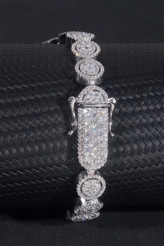 Fine Jewelry Fashion Round Circle 10MM Pass Diamond Tester Cuban Link Chain Silver Moissanite Bracelet