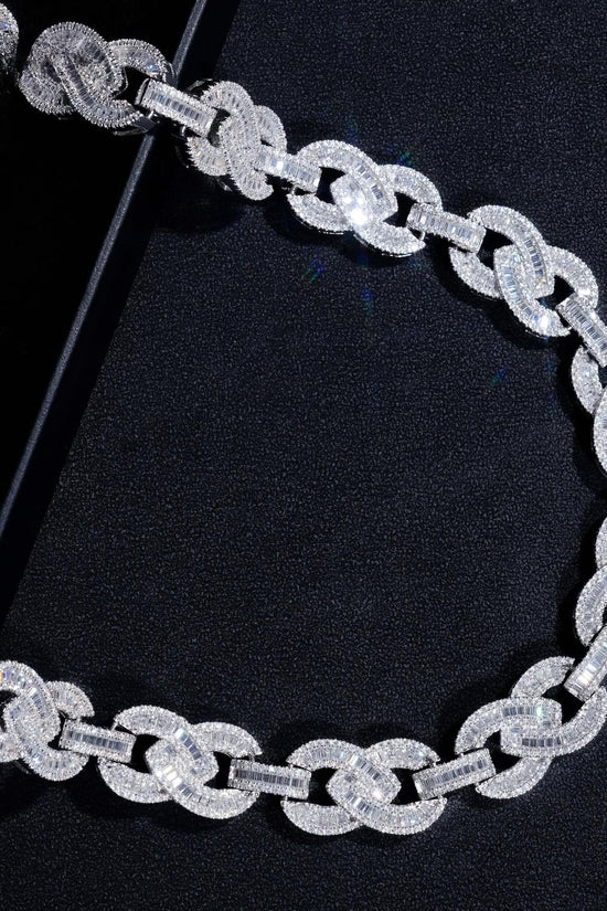 15MM Fully Iced Out 925 Silver Gold Plated Necklace VVS Diamond Baugette Infinity Link Cuban Chain Moissanite Jewelry