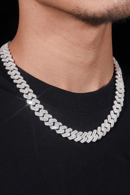 High Quality 12mm Solid 925 Sterling Silver Men Hip Hop Jewelry Iced Out Baguette VVS Moissanite Cuban Link Chain Necklaces