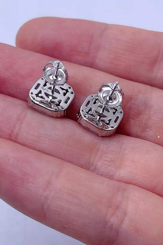13mm Solid Silver 925 Vvs Moissanite Screw Back Stud baguette Diamond Earrings