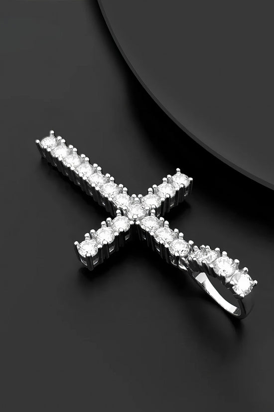 Hip Hop Regular Moissanite Diamond Cross Pendants 925 Silver Men Women 4mm Cross Charms Rhodium Plated