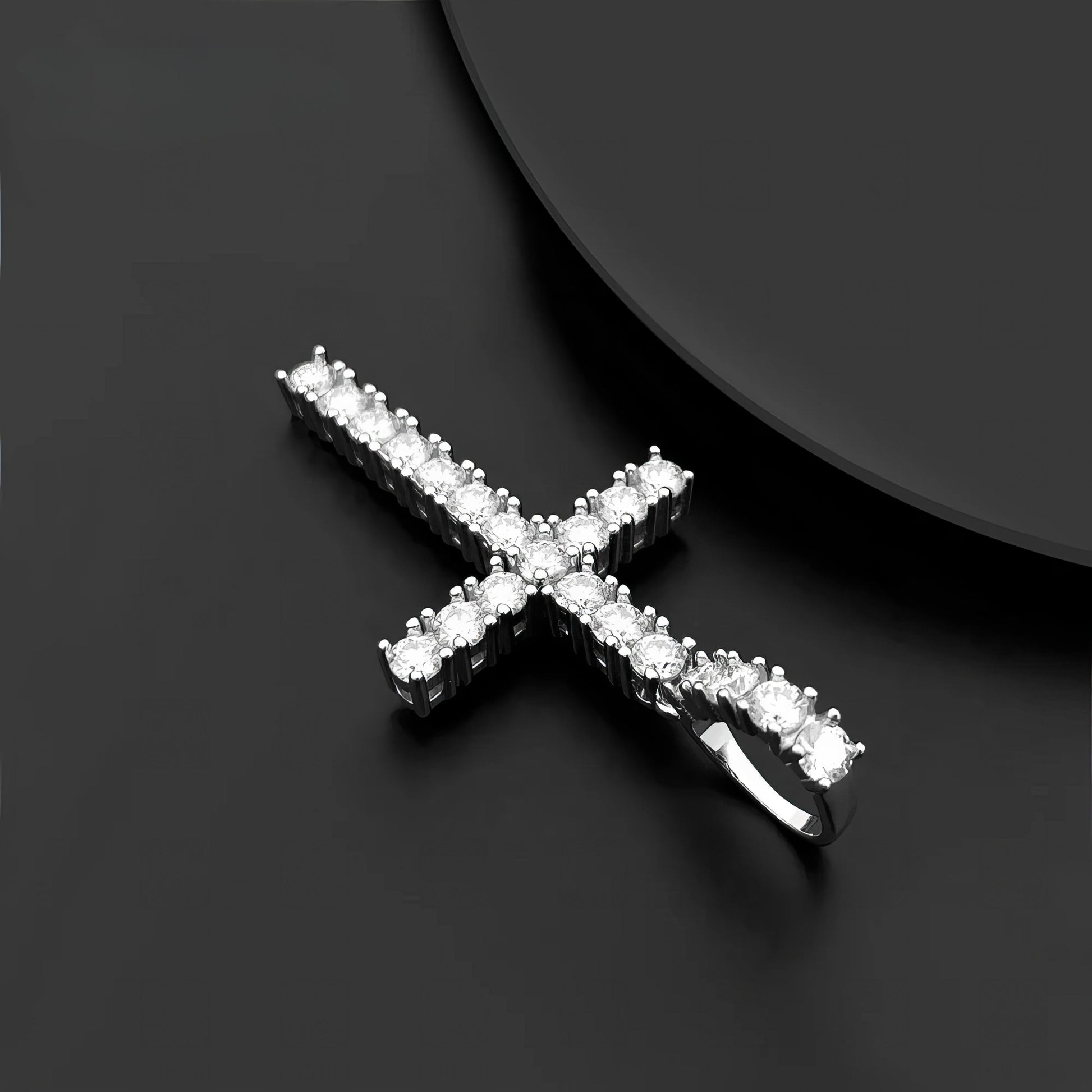 Hip Hop Regular Moissanite Diamond Cross Pendants 925 Silver Men Women 4mm Cross Charms Rhodium Plated