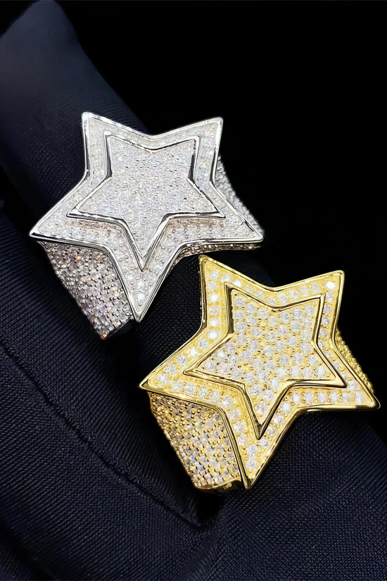 Hip Hop Iced Out Lab Diamond Jewelry Silver 925 Vvs Moissanite Men Star Rings