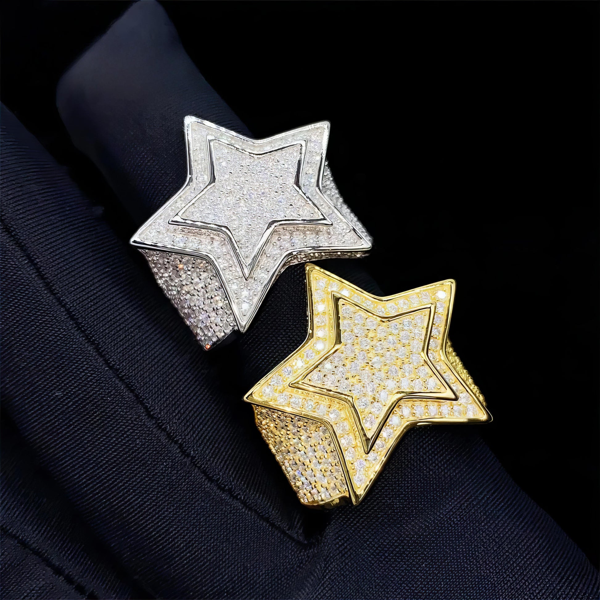 Hip Hop Iced Out Lab Diamond Jewelry Silver 925 Vvs Moissanite Men Star Rings