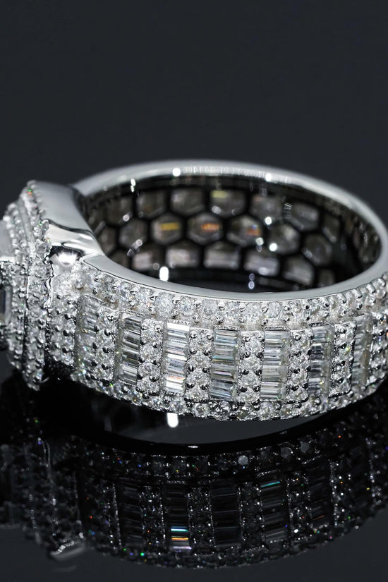 Hip Hop Jewelry Gold Plated 925 Silver Luxury Men's Ring baguette Moissanite Diamond Iced Out Rings