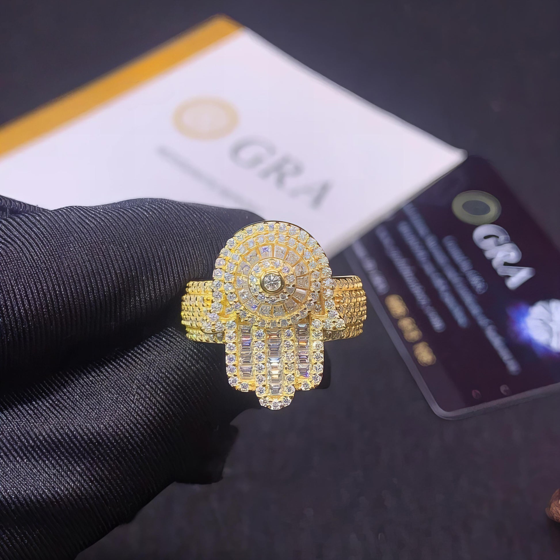 Fine Jewelry New Design 925 Sterling Silver Hamsa Style Moissanite Ring Custom Iced Out Men Hip Hop Rings